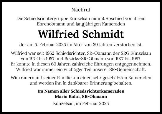 Traueranzeige von Wilfried Schmidt von GESAMT