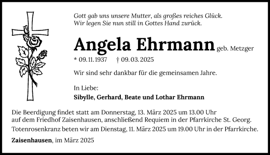 Traueranzeige von Angela Ehrmann von GESAMT