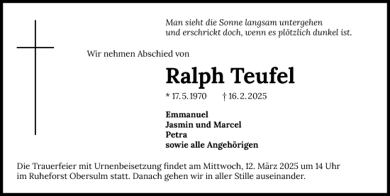 Traueranzeige von Ralph Teufel von GESAMT