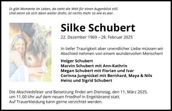Traueranzeige von Silke Schubert von GESAMT