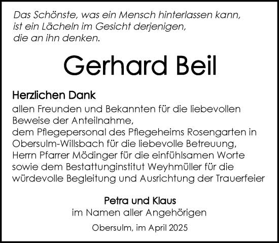 Traueranzeige von Gerhard Beil von GESAMT