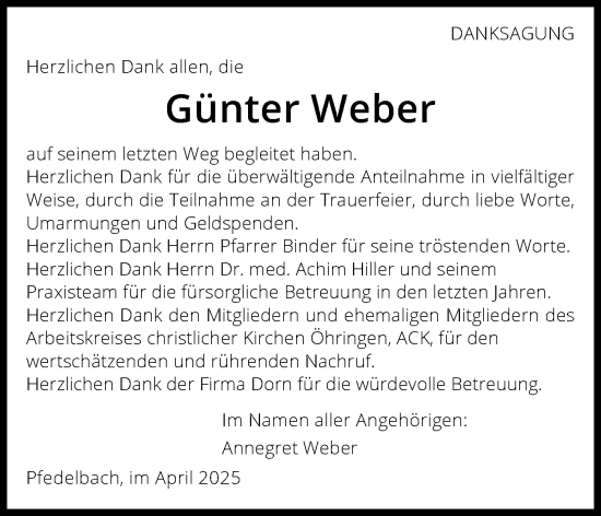 Traueranzeige von Günter Weber von GESAMT