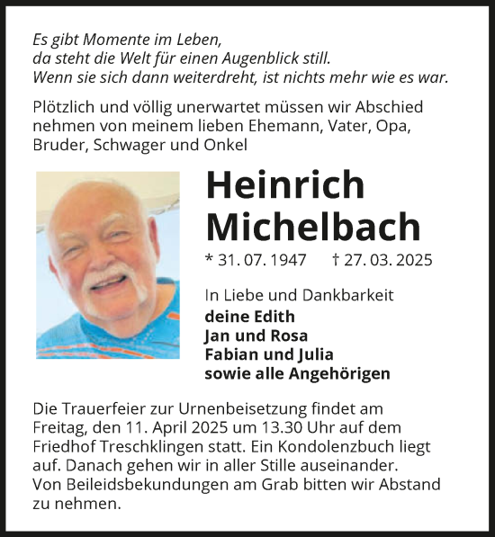 Traueranzeige von Heinrich Michelbach von GESAMT