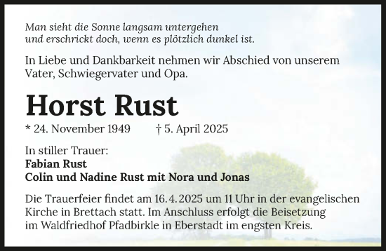 Traueranzeige von Horst Rust von GESAMT