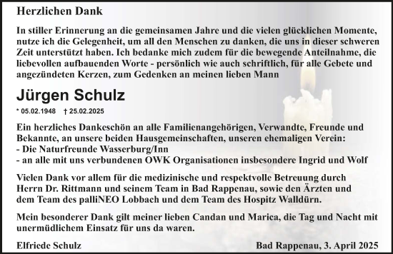 Traueranzeige von Jürgen Schulz von GESAMT