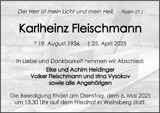 Traueranzeige von Karlheinz Fleischmann von GESAMT