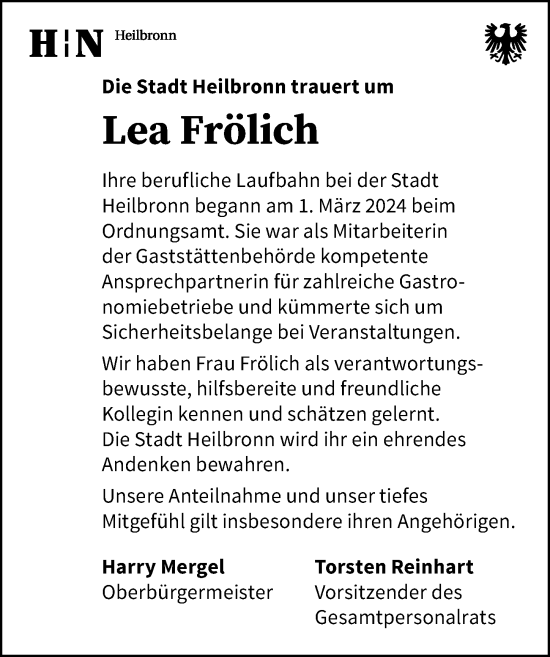 Traueranzeige von Lea Anna Frölich von GESAMT