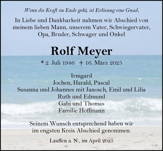 Traueranzeige von Rolf Meyer von GESAMT
