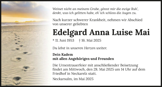Traueranzeige von Edelgard Anna Luise Mai von GESAMT