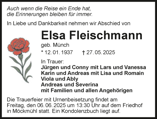 Traueranzeige von Elsa Fleischmann von GESAMT