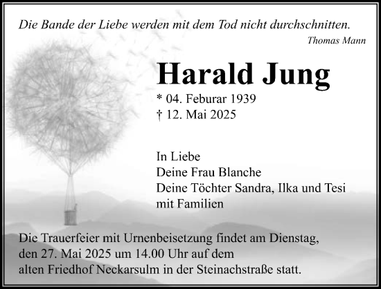 Traueranzeige von Harald Jung von GESAMT