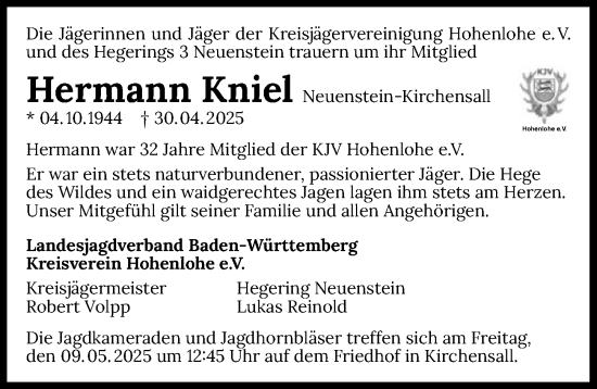 Traueranzeige von Hermann Kniel von GESAMT