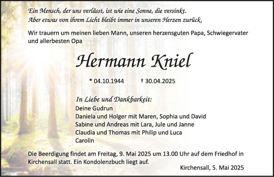 Traueranzeige von Hermann Kniel von GESAMT