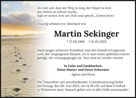 Traueranzeige von Martin Sekinger von GESAMT