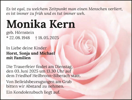 Traueranzeige von Monika Kern von GESAMT