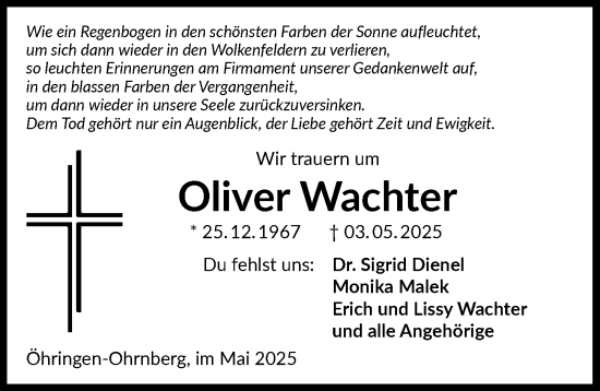 Traueranzeige von Oliver Wachter von GESAMT