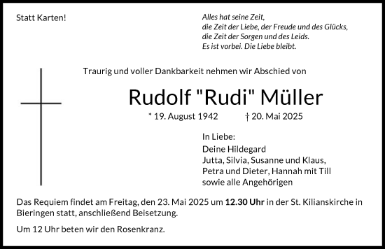 Traueranzeige von Rudolf Müller von GESAMT