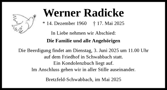 Traueranzeige von Werner Radicke von GESAMT