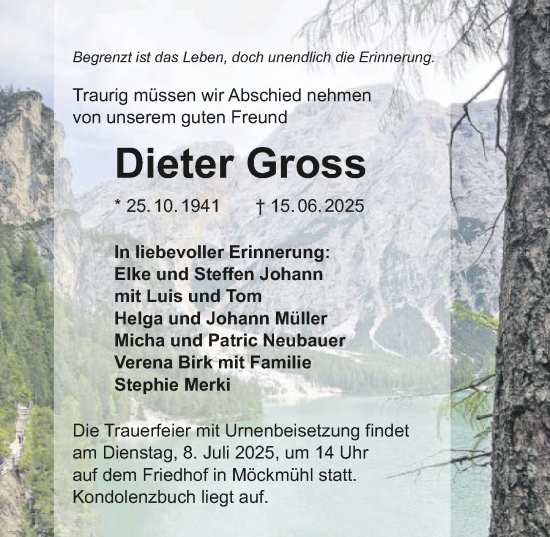 Traueranzeige von Dieter Gross von GESAMT