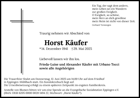 Traueranzeige von Horst Käufer von GESAMT