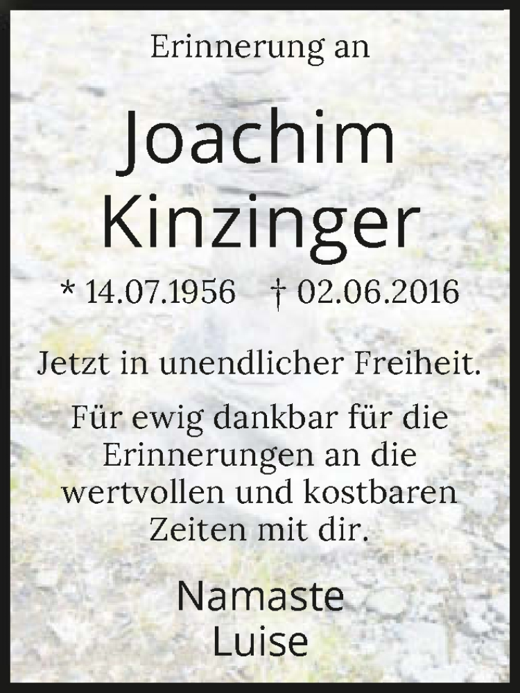  Traueranzeige für Joachim Kinzinger vom 02.06.2025 aus GESAMT