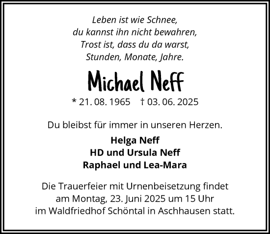 Traueranzeige von Michael Neff von GESAMT
