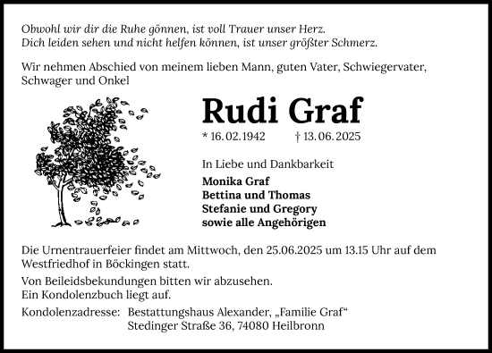 Traueranzeige von Rudi Graf von GESAMT