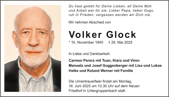 Traueranzeige von Volker Glock von GESAMT