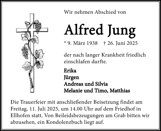 Traueranzeige von Alfred Jung von GESAMT