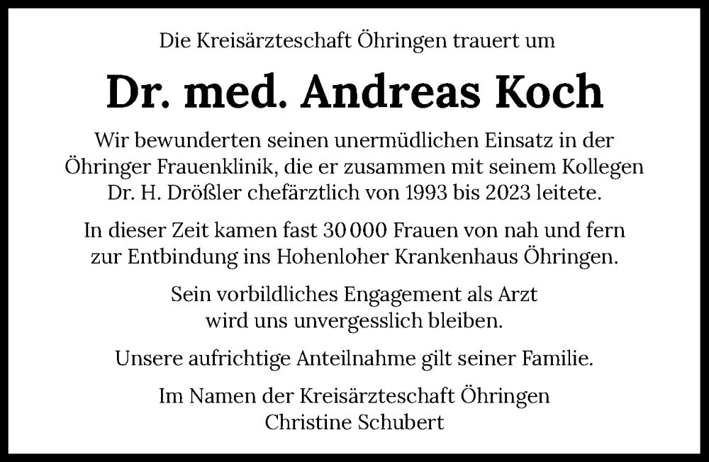  Traueranzeige für Andreas Koch vom 22.07.2025 aus GESAMT