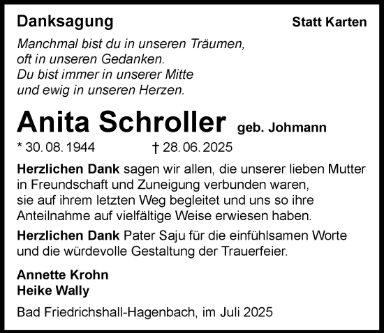 Traueranzeige von Anita Schroller von GESAMT