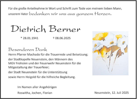 Traueranzeige von Dietrich Berner von GESAMT