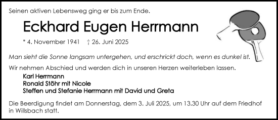 Traueranzeige von Eckhard Eugen Herrmann von GESAMT