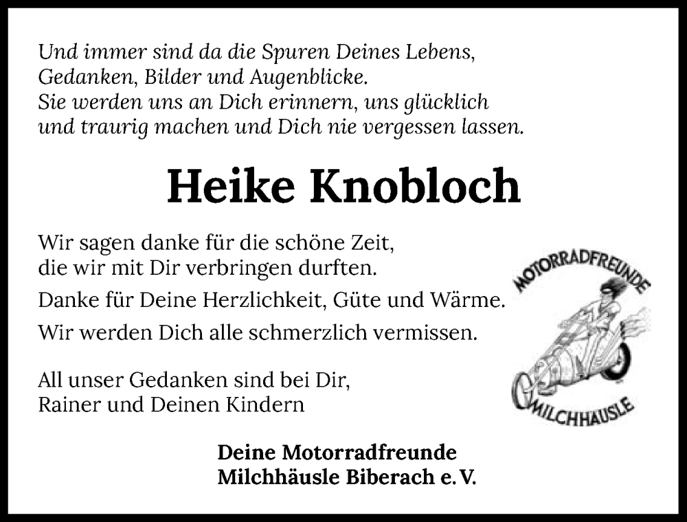  Traueranzeige für Heike Maja Knobloch vom 19.07.2025 aus GESAMT