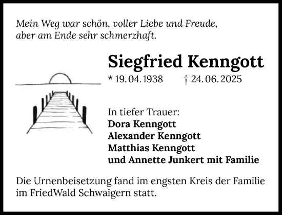 Traueranzeige von Siegfried Kenngott von GESAMT
