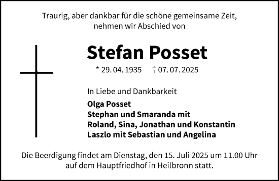 Traueranzeige von Stefan Posset von GESAMT
