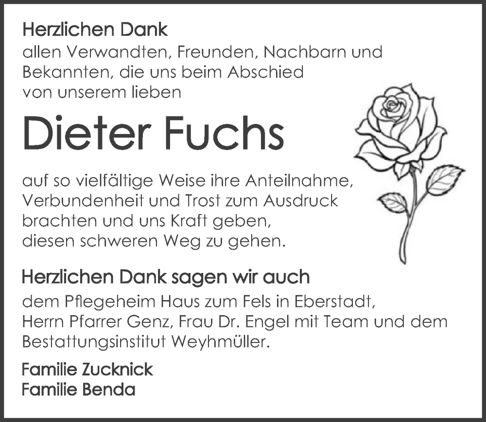  Traueranzeige für Dieter Fuchs vom 02.08.2025 aus GESAMT