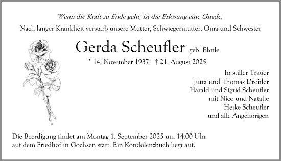 Traueranzeige von Gerda Scheufler von GESAMT
