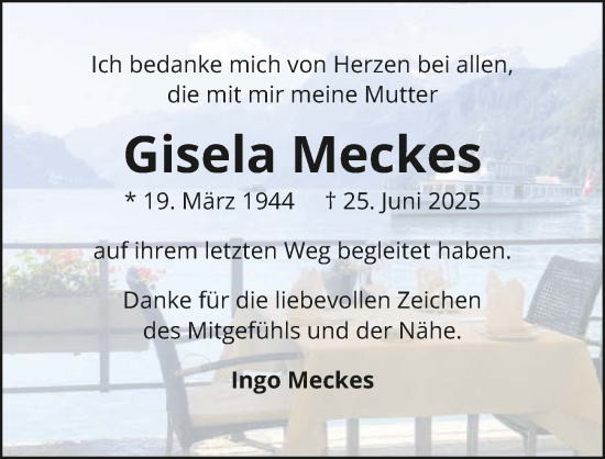 Traueranzeige von Gisela Meckes von GESAMT