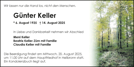 Traueranzeige von Günter Keller von GESAMT