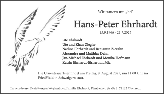 Traueranzeige von Hans-Peter Ehrhardt von GESAMT