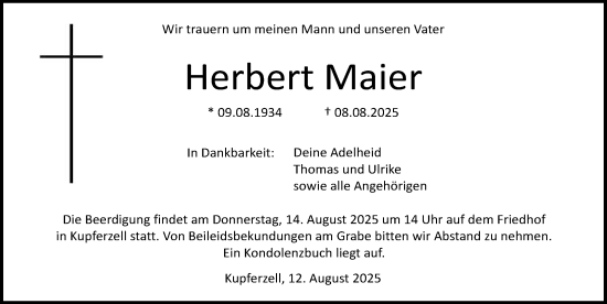 Traueranzeige von Herbert Maier von GESAMT