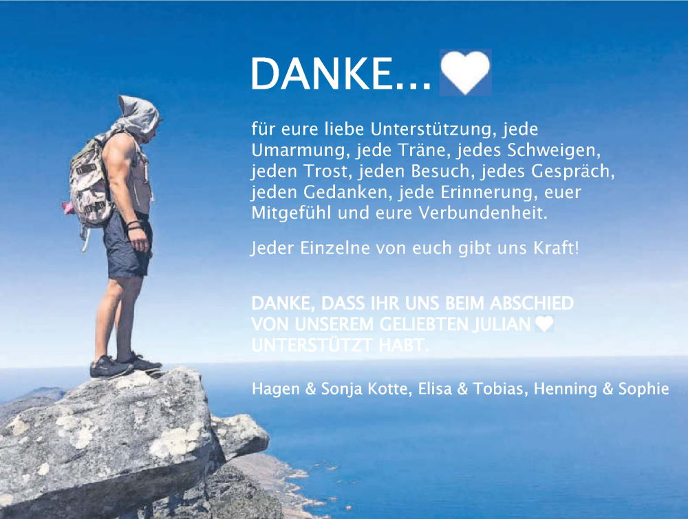 Traueranzeige für Julian Kotte vom 20.08.2025 aus GESAMT