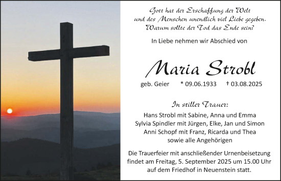 Traueranzeige von Maria Strobl von GESAMT