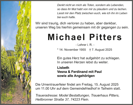 Traueranzeige von Michael Pitters von GESAMT