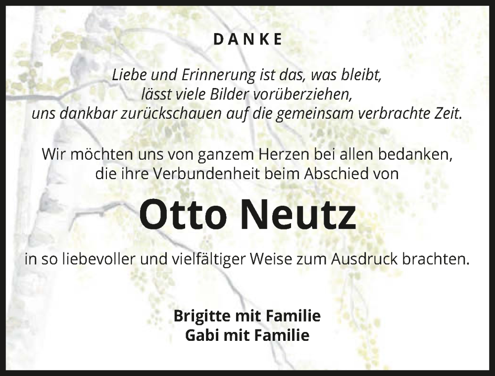  Traueranzeige für Otto Neutz vom 30.08.2025 aus GESAMT