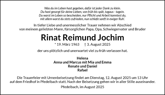 Traueranzeige von Rinat Reimund Jochim von GESAMT