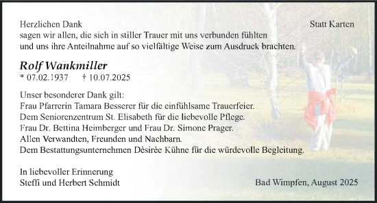 Traueranzeige von Rolf Wankmiller von GESAMT