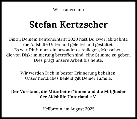 Traueranzeige von Stefan Kertzscher von GESAMT