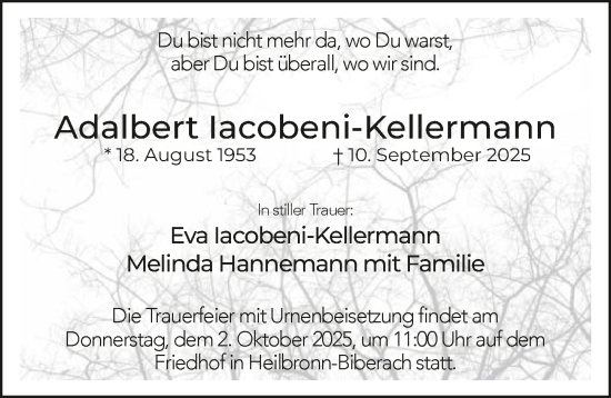 Traueranzeige von Adalbert Iacobeni-Kellermann von GESAMT